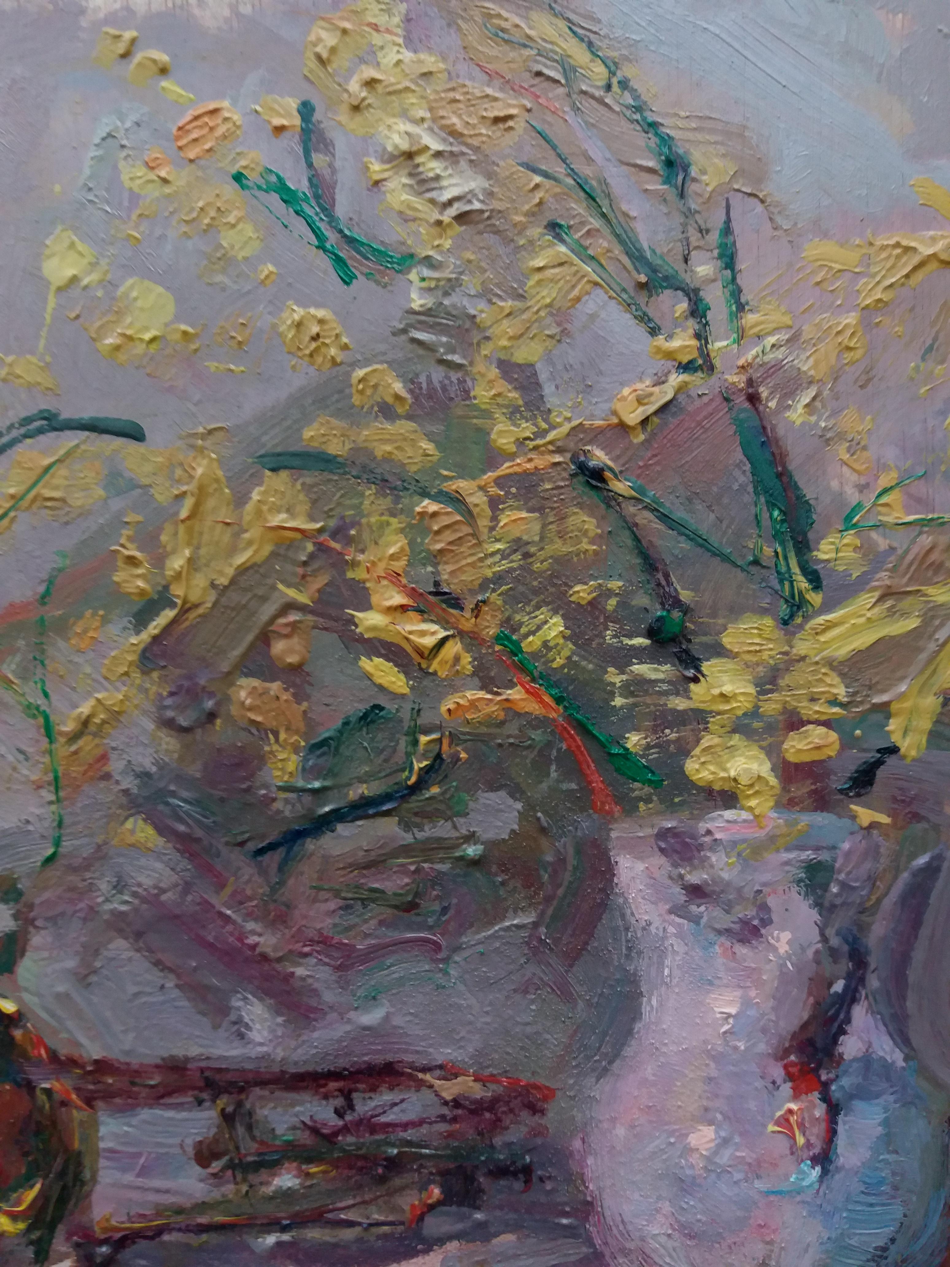 SOLA PUIG  Minosauro e Tromba dipinto originale in acrilico impressionista - Still-Life Painting Nero di Joan SOLA PUIG
