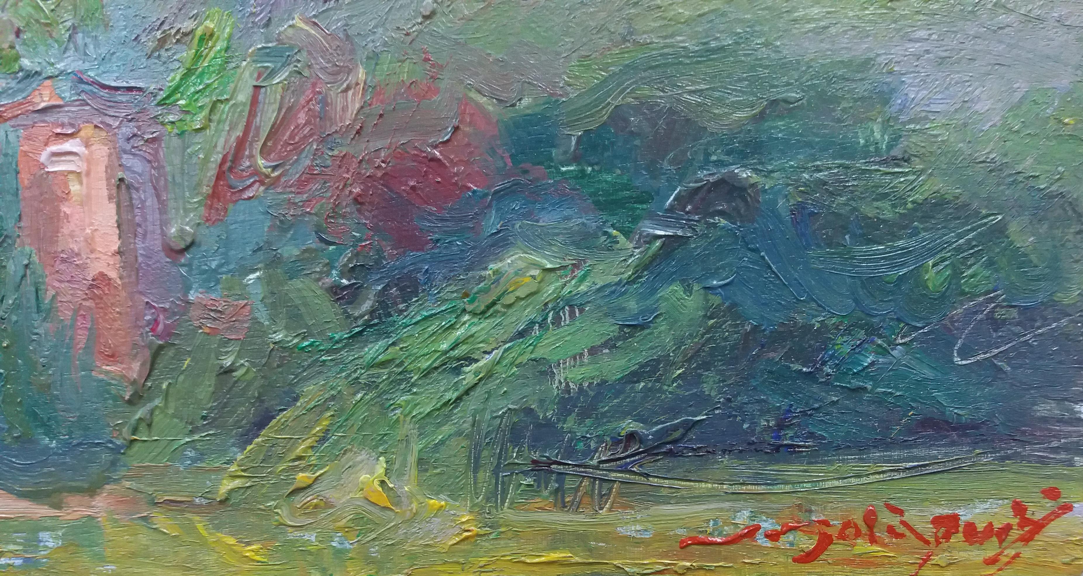 Sola Puig  Berge original  Impressionistisches Acrylgemälde (Braun), Landscape Painting, von Joan SOLA PUIG
