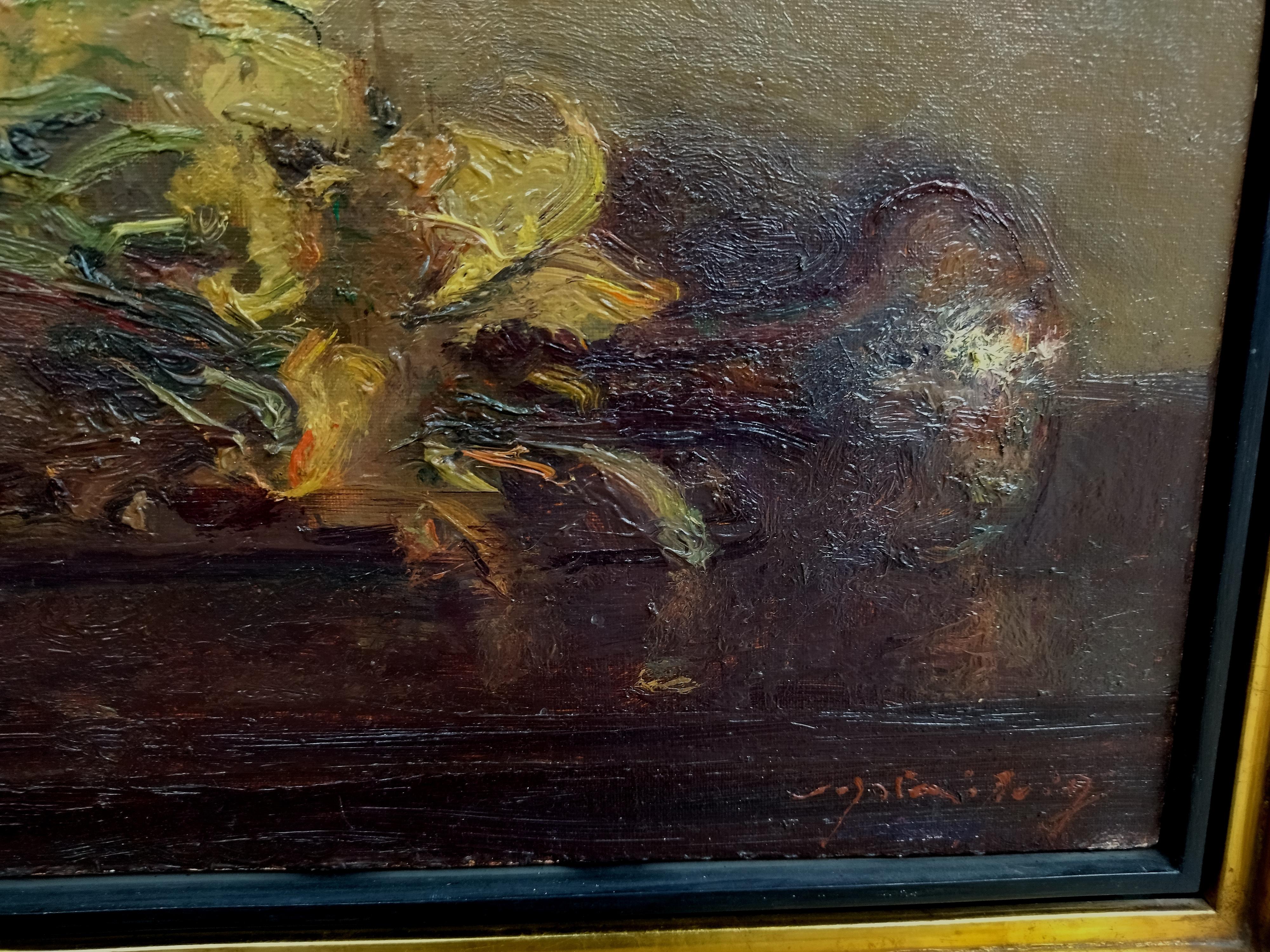 Sola Puig  Tromba musicale dipinto ad olio su tela originale impressionista in vendita 1