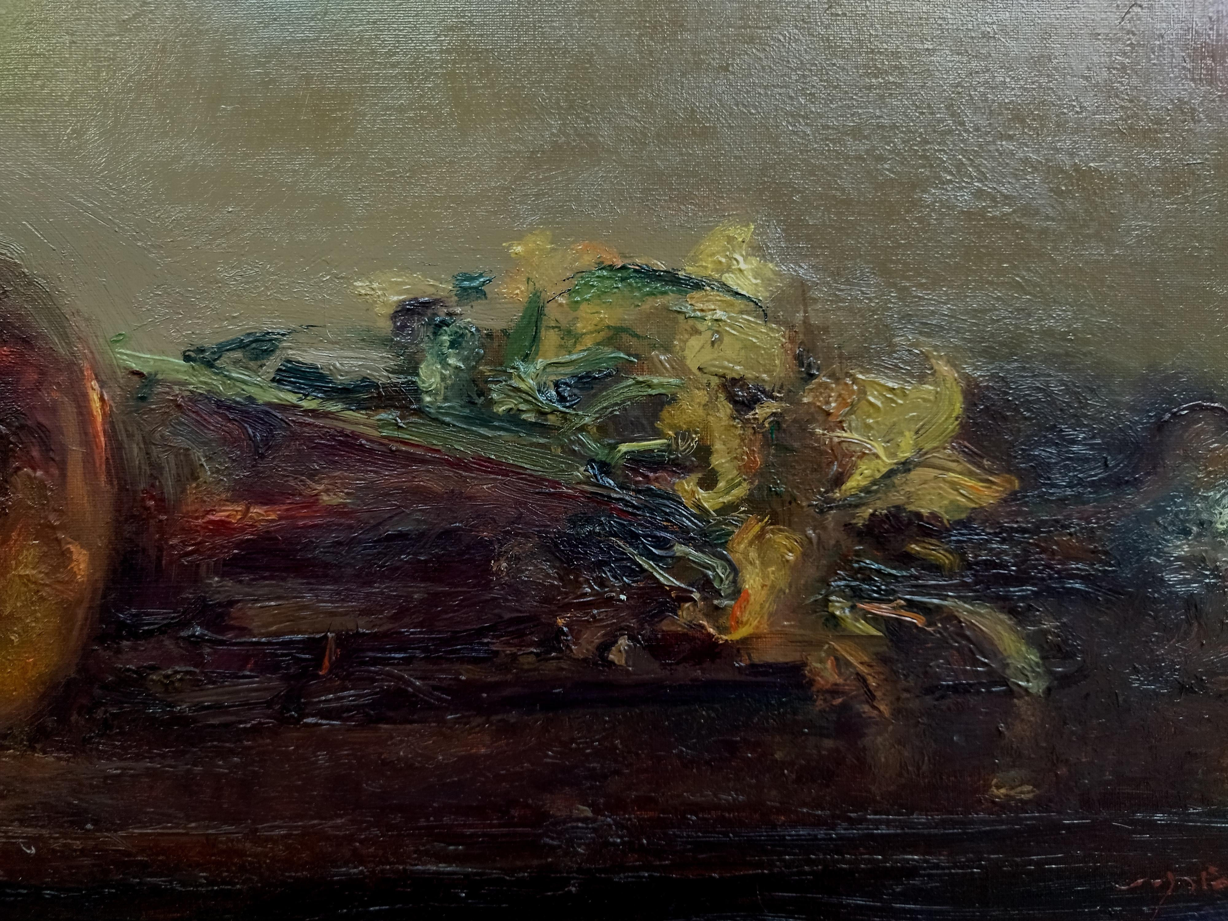Sola Puig  Tromba musicale dipinto ad olio su tela originale impressionista in vendita 2