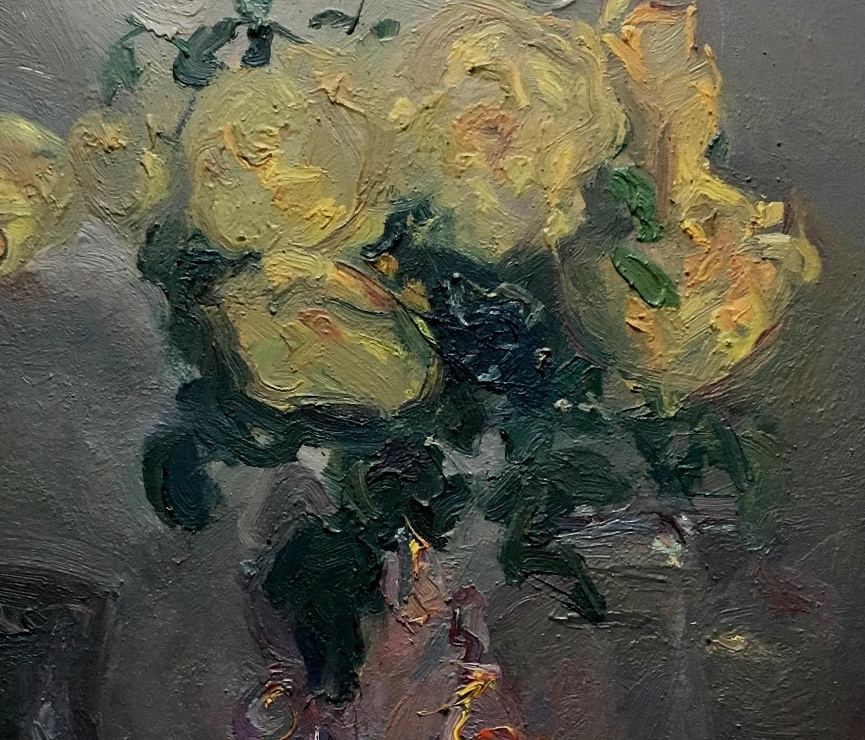 Sola Puig   Still-life  Flowers. original impressionist  canvas Vertical - Impressionist Painting by Joan SOLA PUIG
