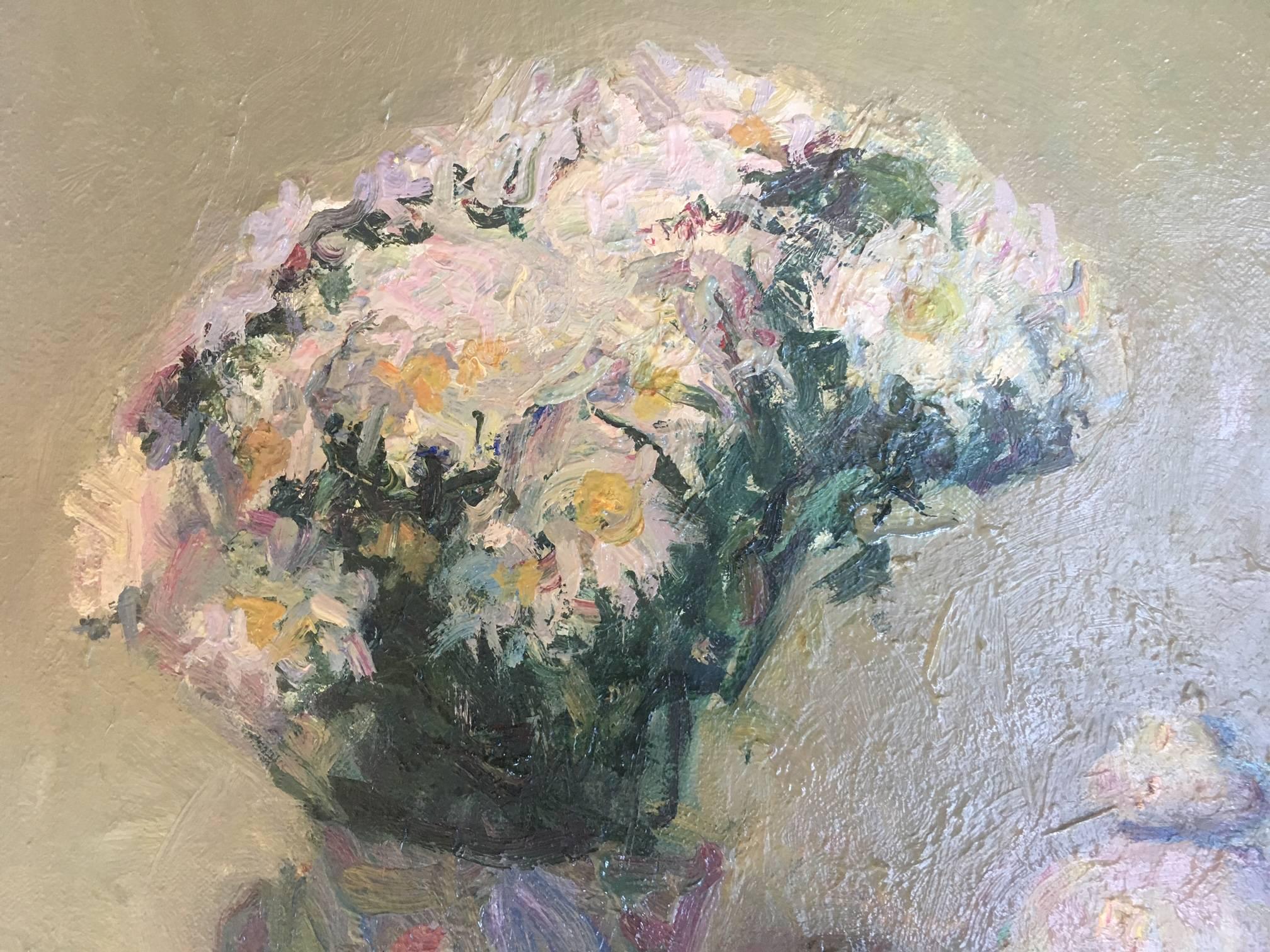 Sola Puig  Still-life Greene & Greene, dipinto su tela originale impressionista. - Still-Life Painting Nero di Joan SOLA PUIG