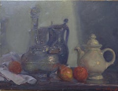 Sola Puig Still-life Truit and Jars original impressionist oil canvas