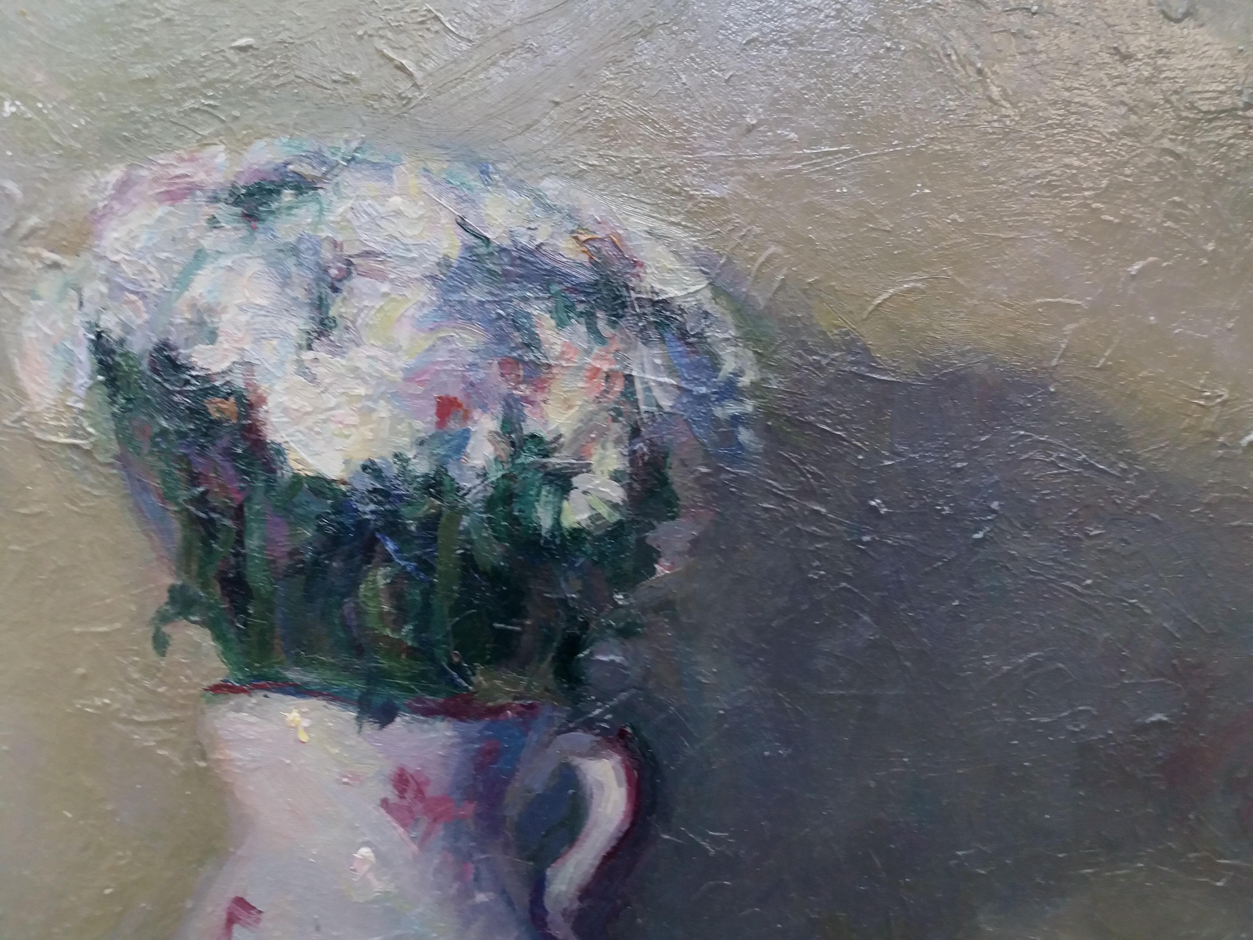 Sola Puig Trumpet and Daisies Original impressionistisches Acrylgemälde, Sola Puig (Impressionismus), Painting, von Joan SOLA PUIG