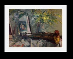 Sola Puig   Tromba  Mimose e Libro Originale impressionista