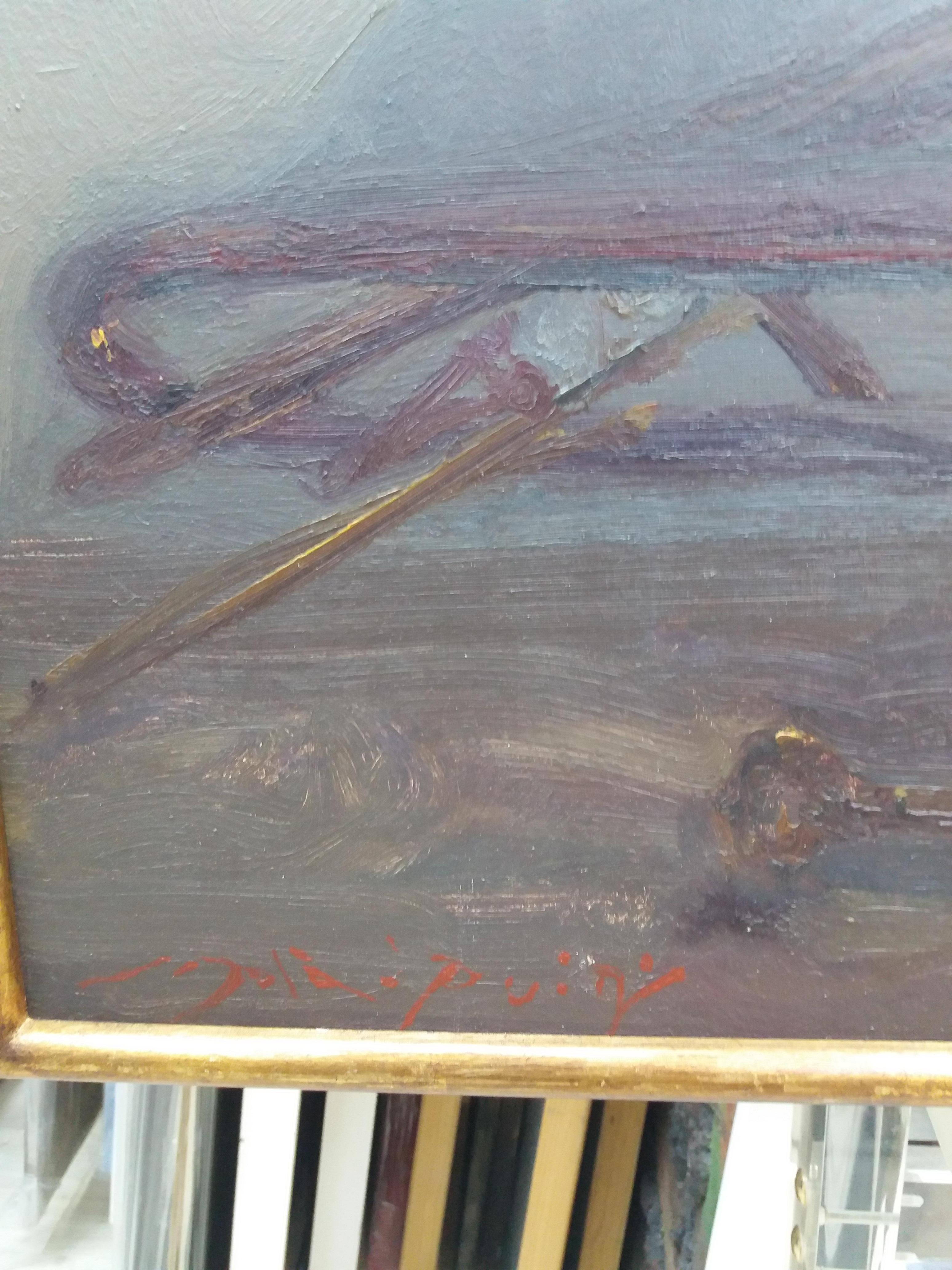 trompeten und nelken original impressionistisches acrylgemälde.  VIRTUELL GERAHMT
SOLÁ malt auf eine natürliche Art und Weise, die die alten Meister widerspiegelt, indem er die Farben, die Luft, den Geruch und den reinen Duft seiner Umgebung in sich