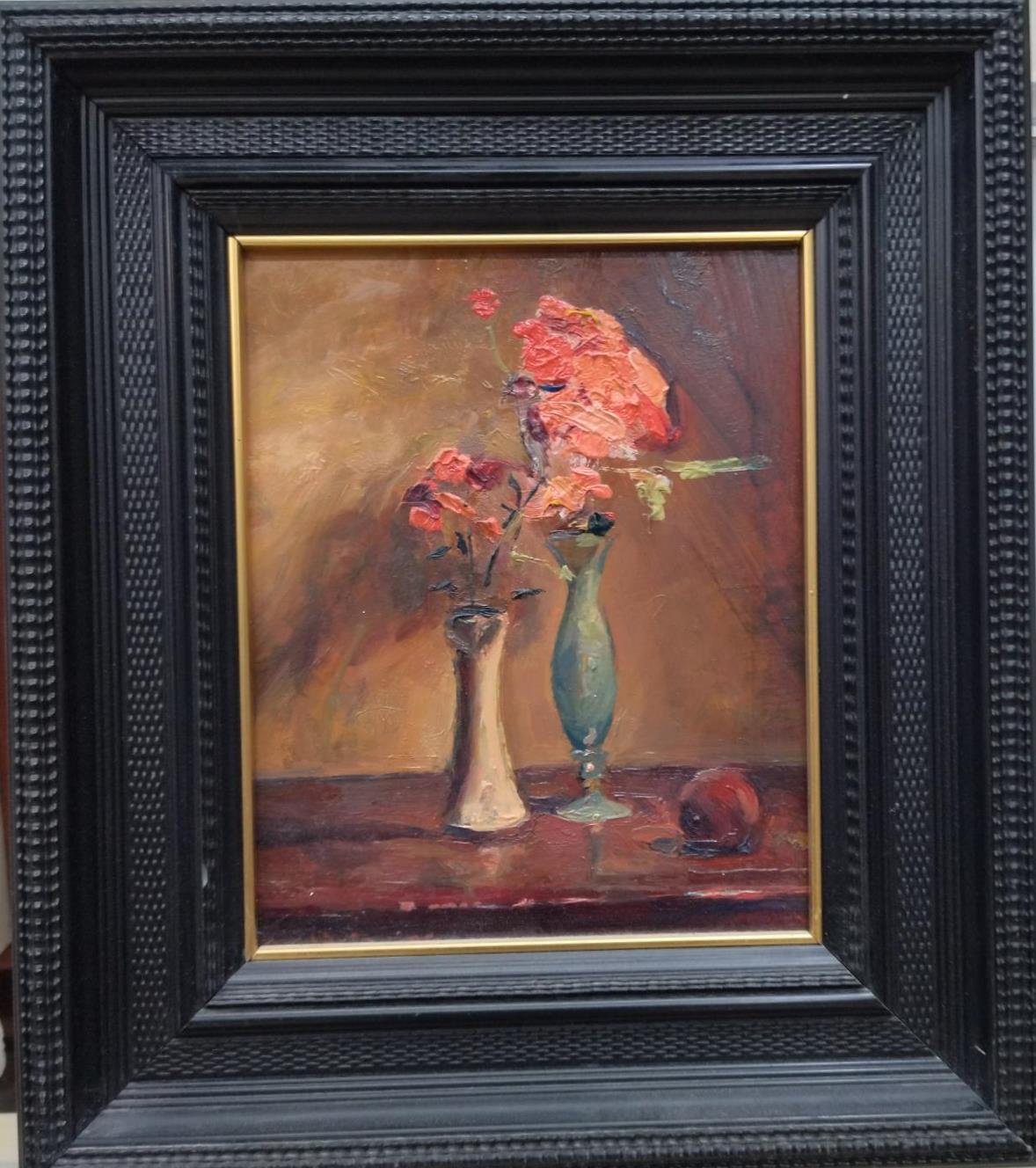 Joan SOLA PUIG Still-Life Painting – Acrylgemälde „Blumenvase“ im impressionistischen Stil, gerahmt, 1990er Jahre