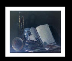 Sola Puig  Book  Trumpet  original impressionist oil canvas painting