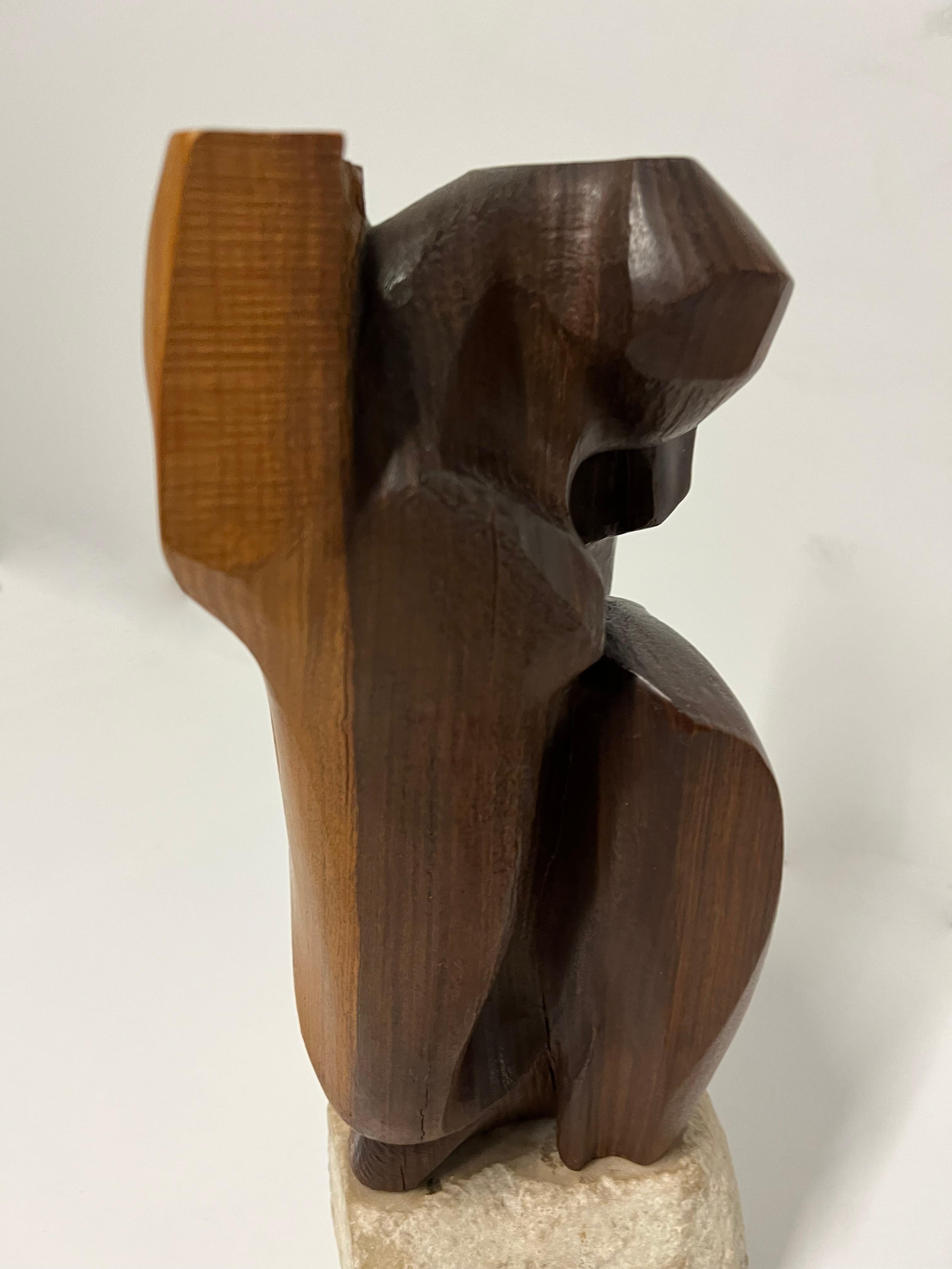 Abstract Expressionist Wood and Marble Sculpture by Joan Strauss Carl 3