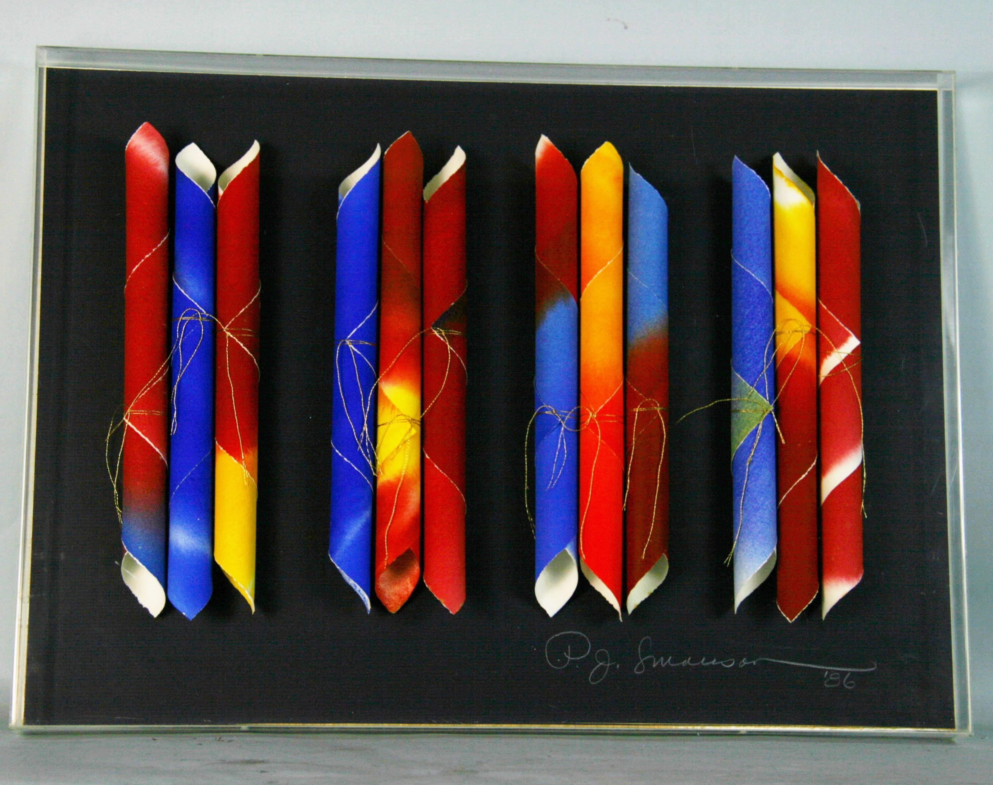 Modern Colored Paper Sculptural Art 1986 - Mixed Media Art by Joan Swanson