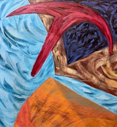 Large Colorful 1980s New York Abstract Expressionist Oil Painting Joan Thorne