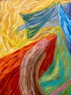 Großes farbenfrohes Ölgemälde des abstrakten Expressionismus Joan Thorne, New York, 1980er Jahre