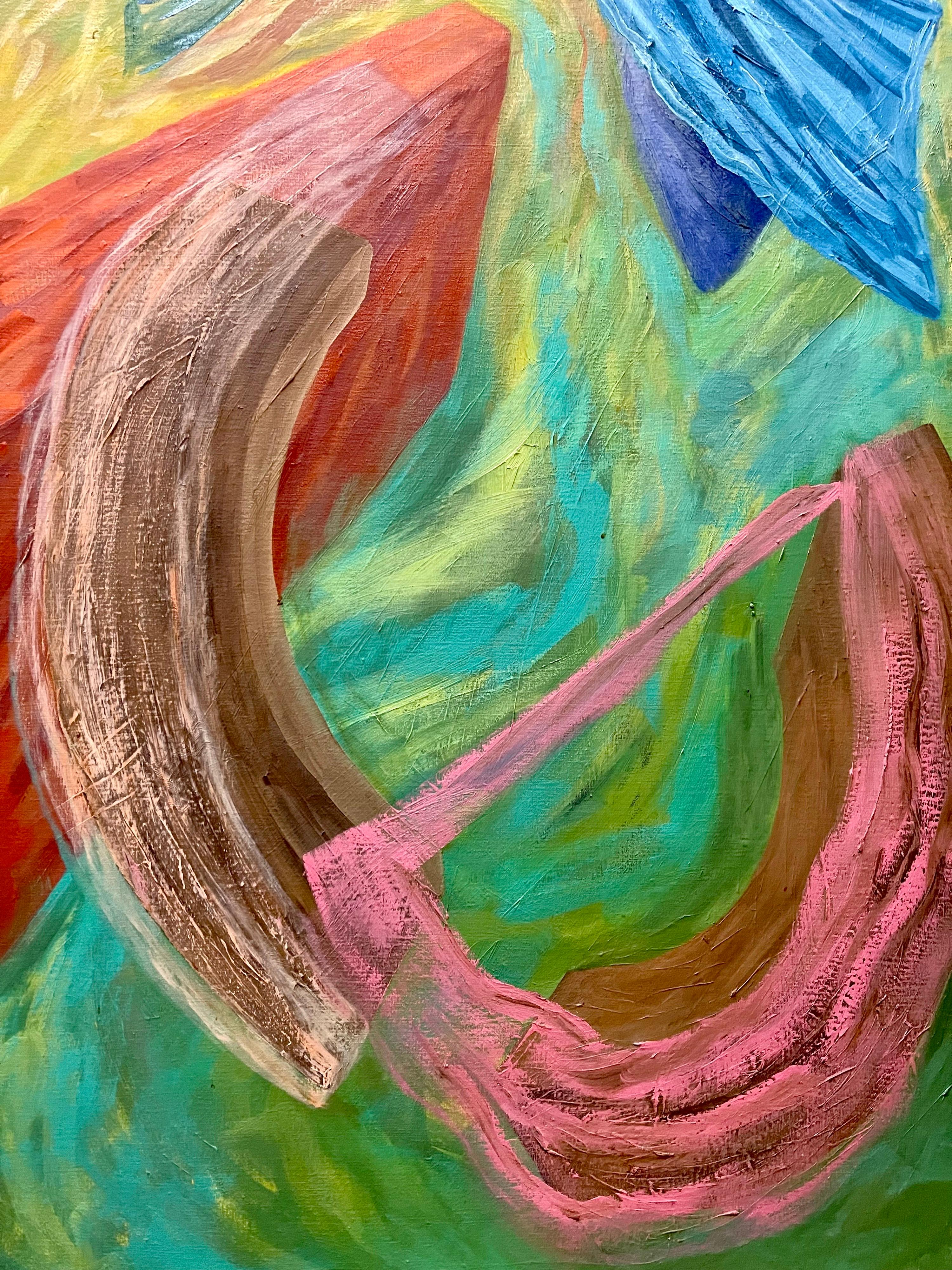 Grande dipinto a olio colorato di espressionismo astratto newyorkese degli anni '80 Joan Thorne in vendita 3