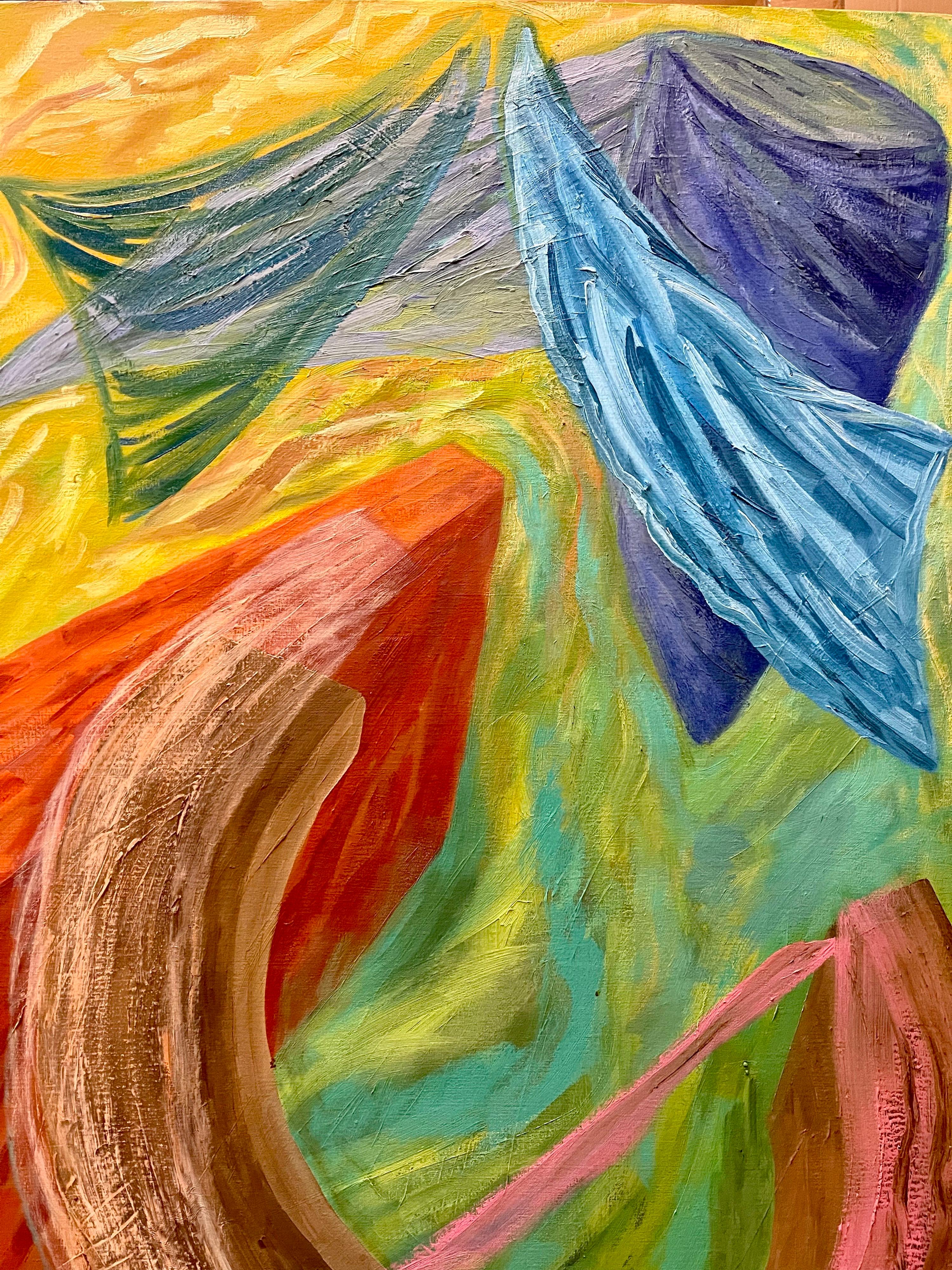 Grande dipinto a olio colorato di espressionismo astratto newyorkese degli anni '80 Joan Thorne in vendita 4