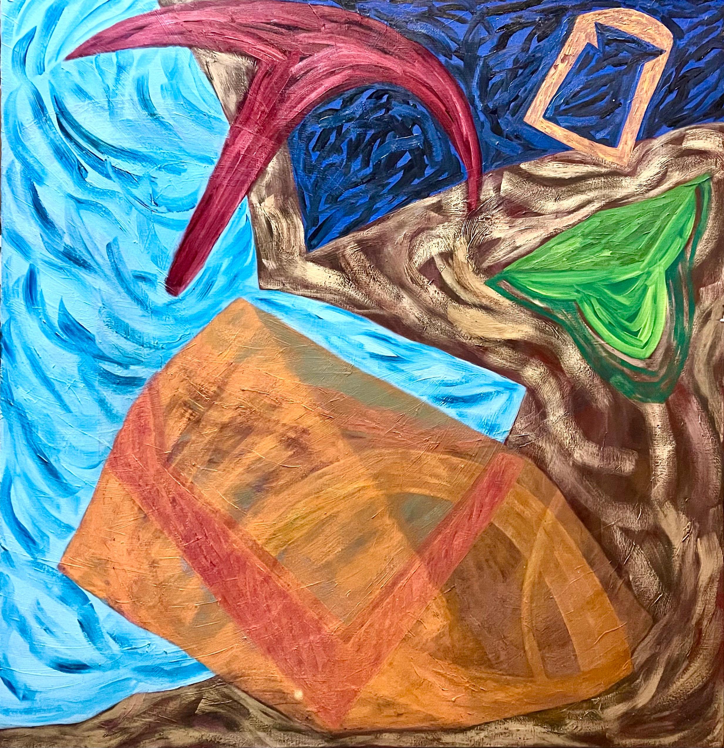 Grande dipinto a olio colorato di espressionismo astratto newyorkese degli anni '80 Joan Thorne