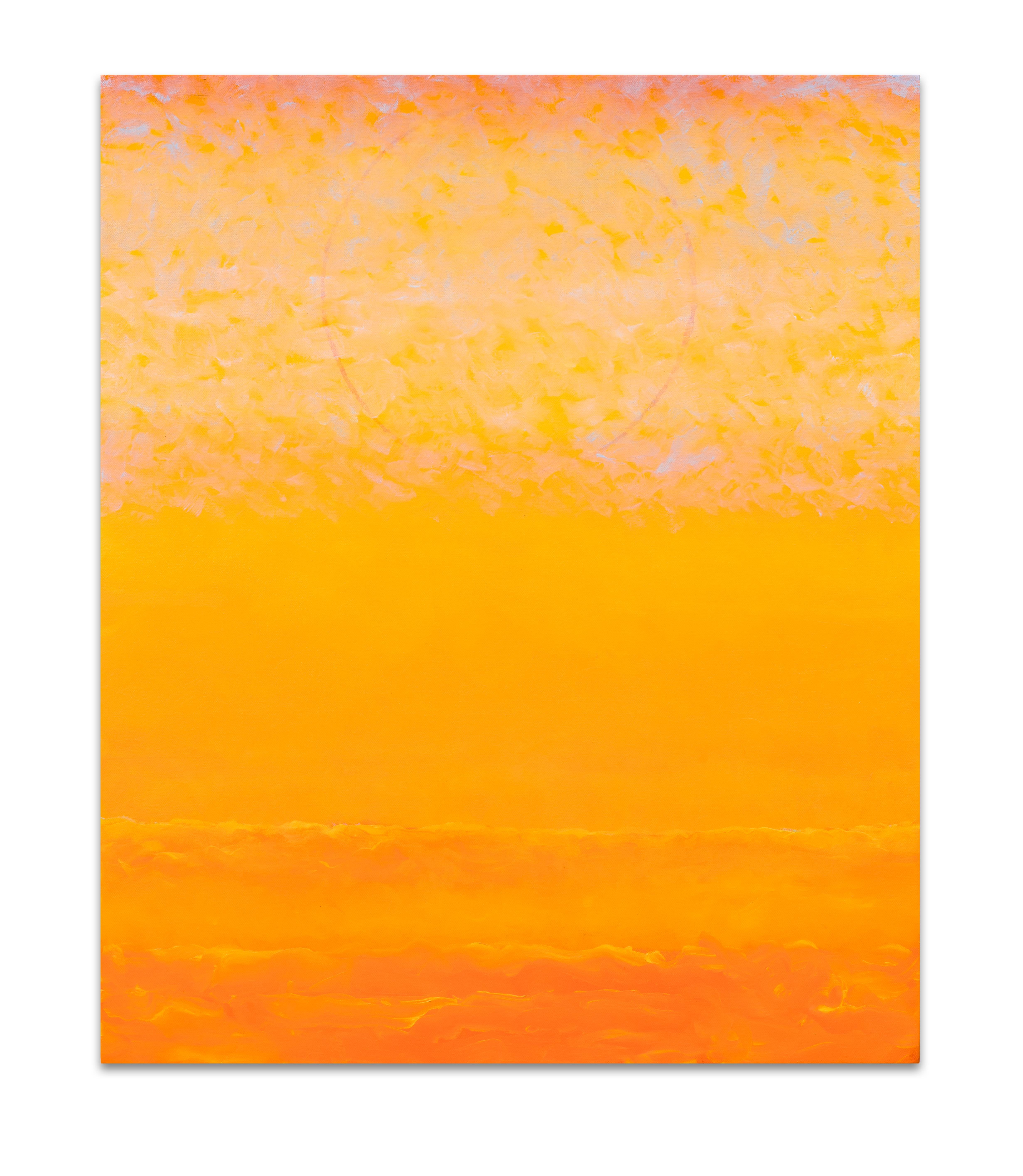 Joan Vennum Abstract Painting - Saffron yellow rectangular abstract oil painting on canvas