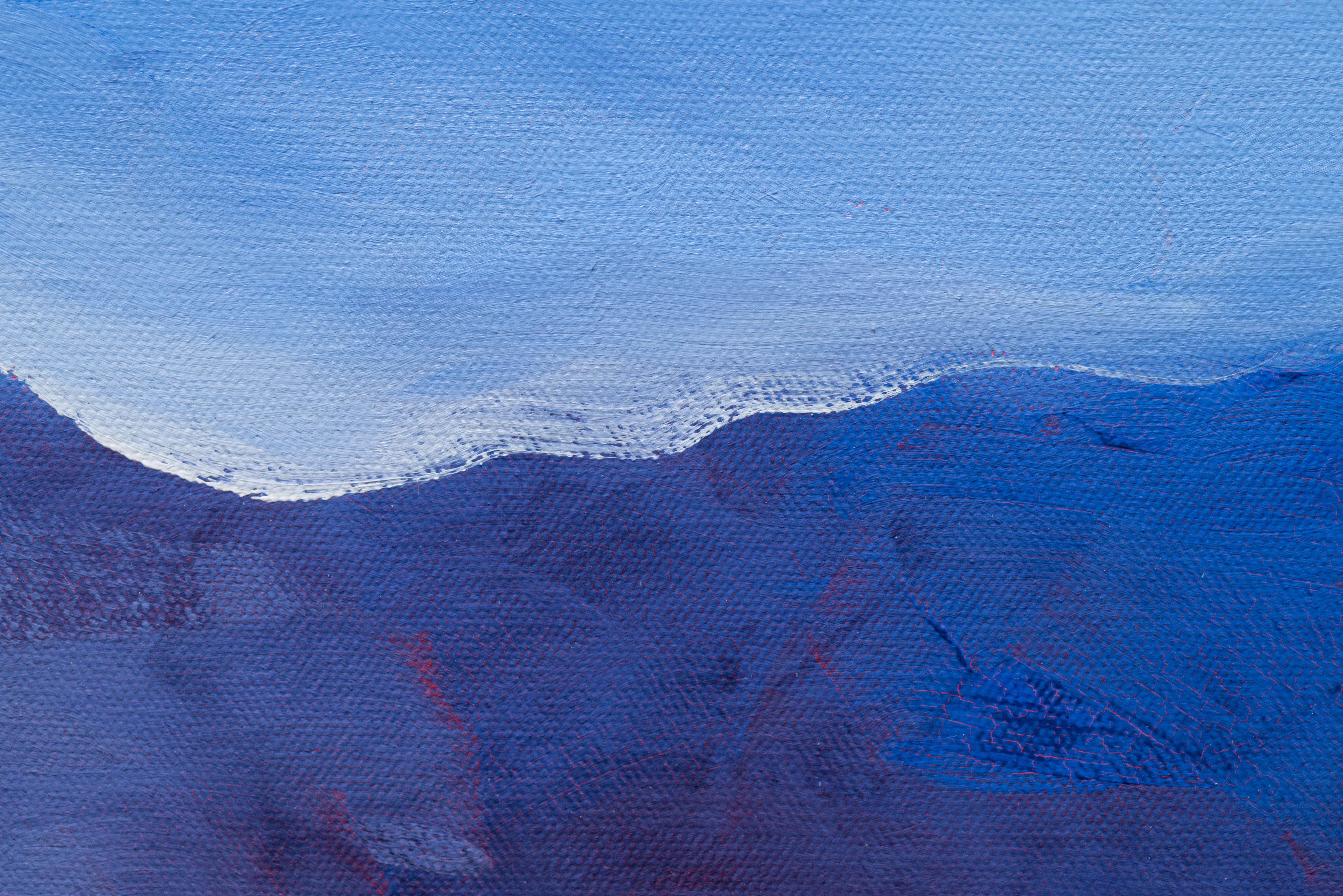 Himmelblaues abstraktes Ölgemälde auf Leinwand – Painting von Joan Vennum