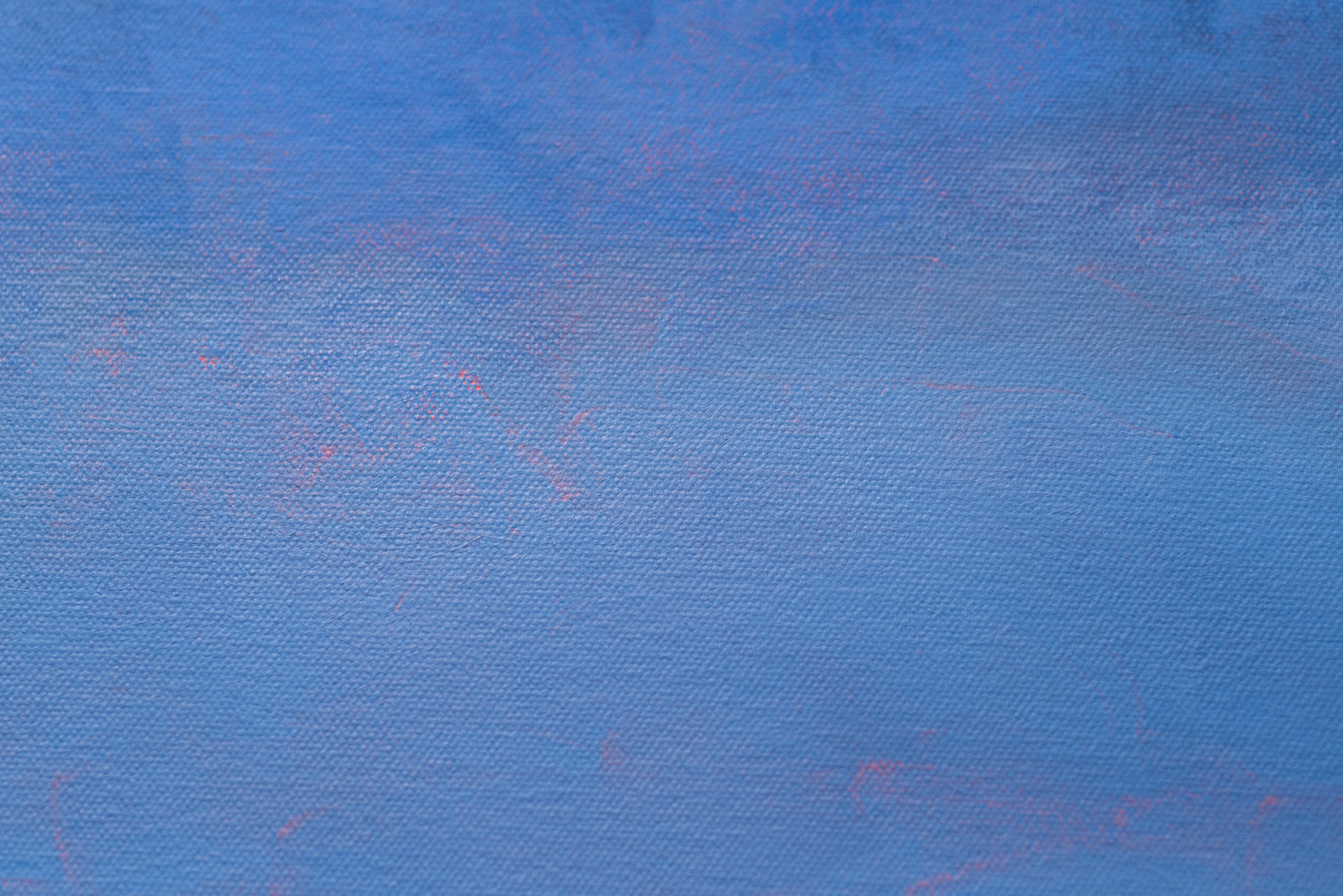 Himmelblaues abstraktes Ölgemälde auf Leinwand (Abstrakter Expressionismus), Painting, von Joan Vennum