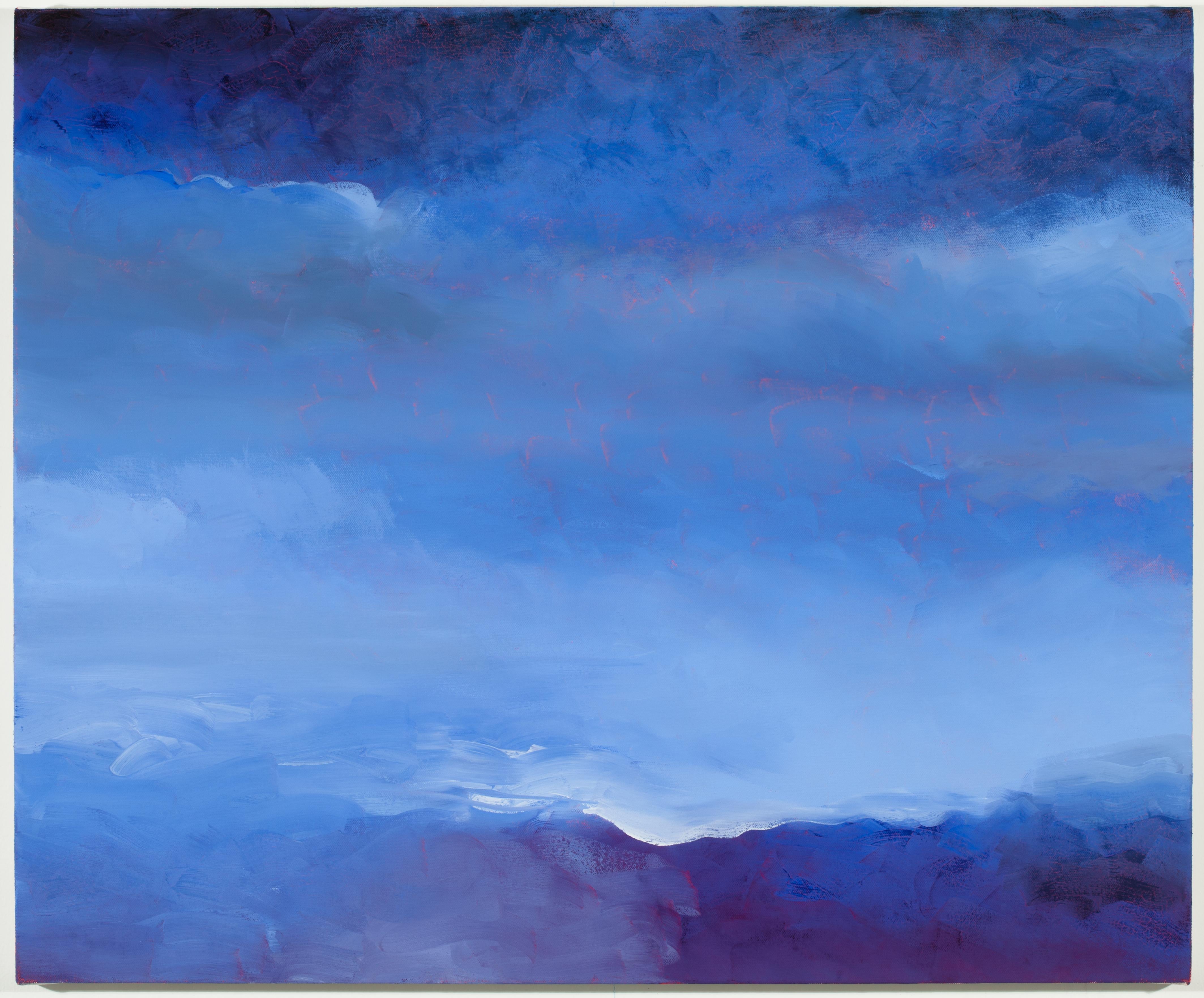 Joan Vennum Abstract Painting – Himmelblaues abstraktes Ölgemälde auf Leinwand