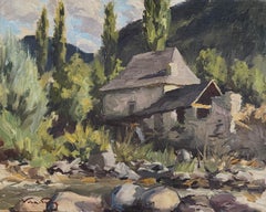 Stone House in Salardú oil painting spanish landscape Spain