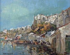 Port of Mahón Mallorca Spain oil on board painting seascape