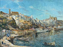 Port of Mahón Menorca Spain oil on canvas painting mediterranean seascape