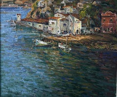 Port of Mahón Menorca Spain oil on canvas painting mediterranean seascape