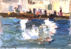 Cadaques oil on board painting impressionism Spain spanish seascape