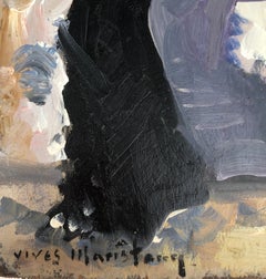 Mujer de luto óleo sobre tabla pintura impresionista