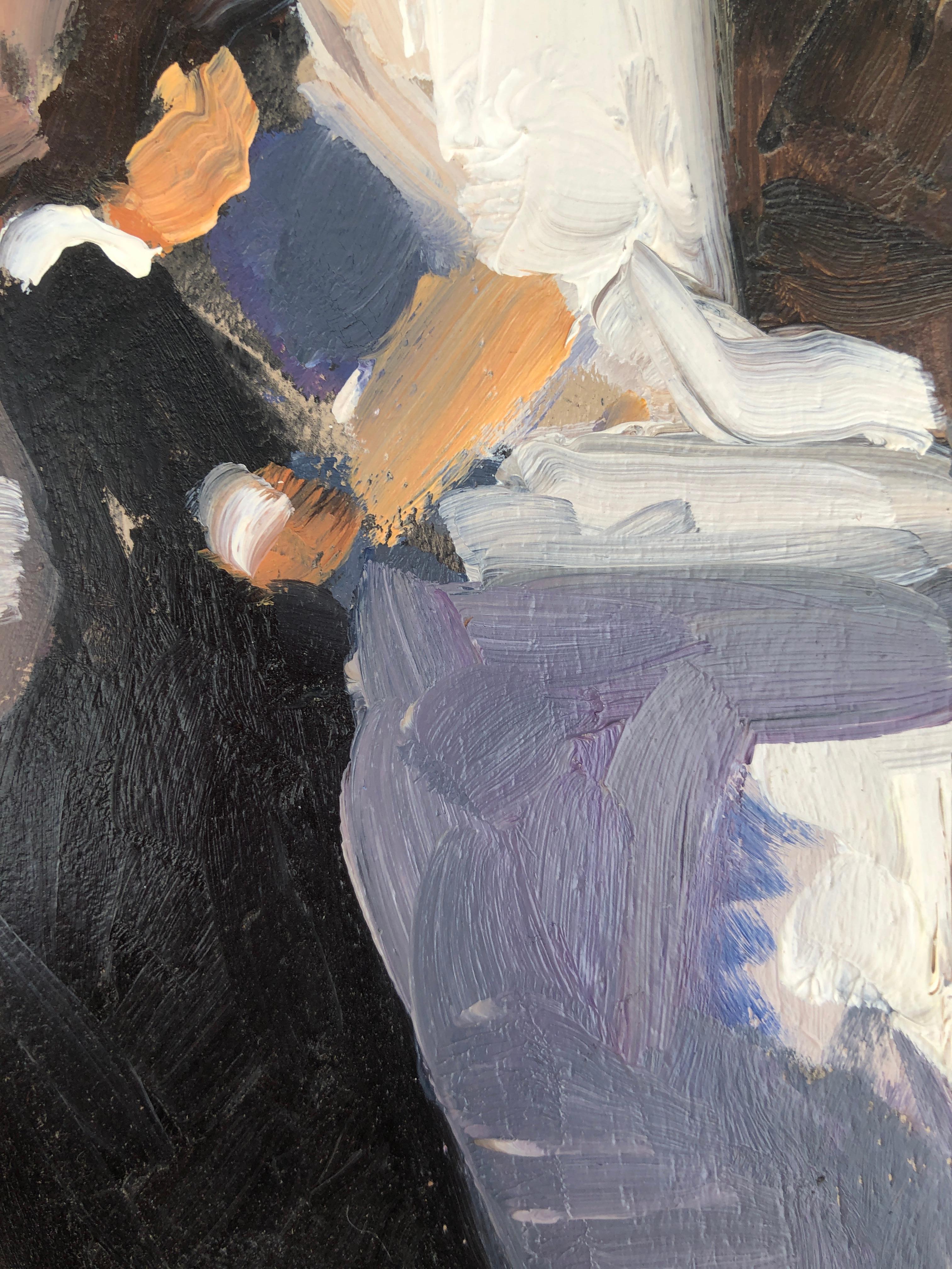 Mourning woman, Ölgemälde auf Karton, impressionistisches Gemälde im Angebot 1