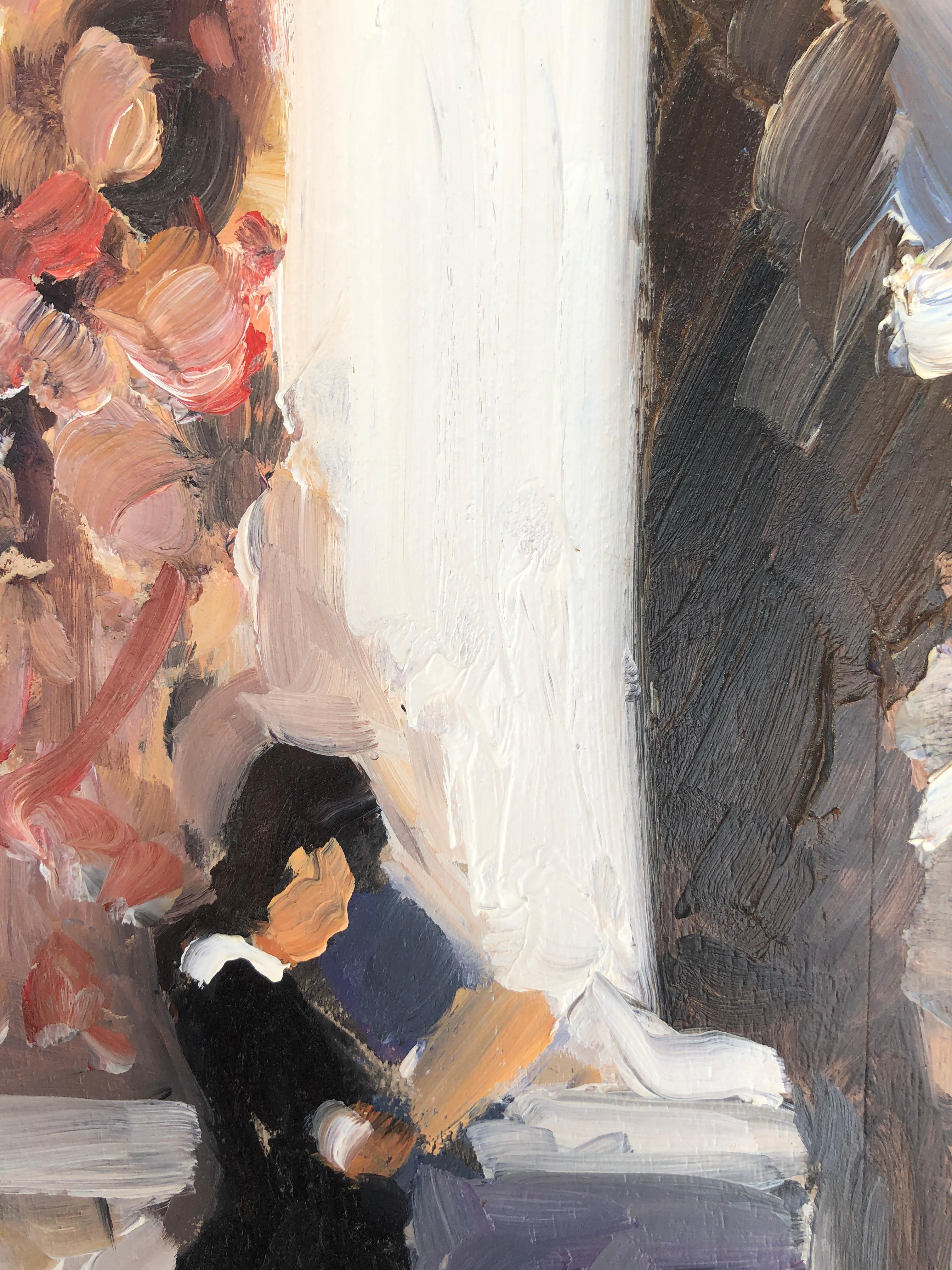 Mourning woman, Ölgemälde auf Karton, impressionistisches Gemälde im Angebot 2
