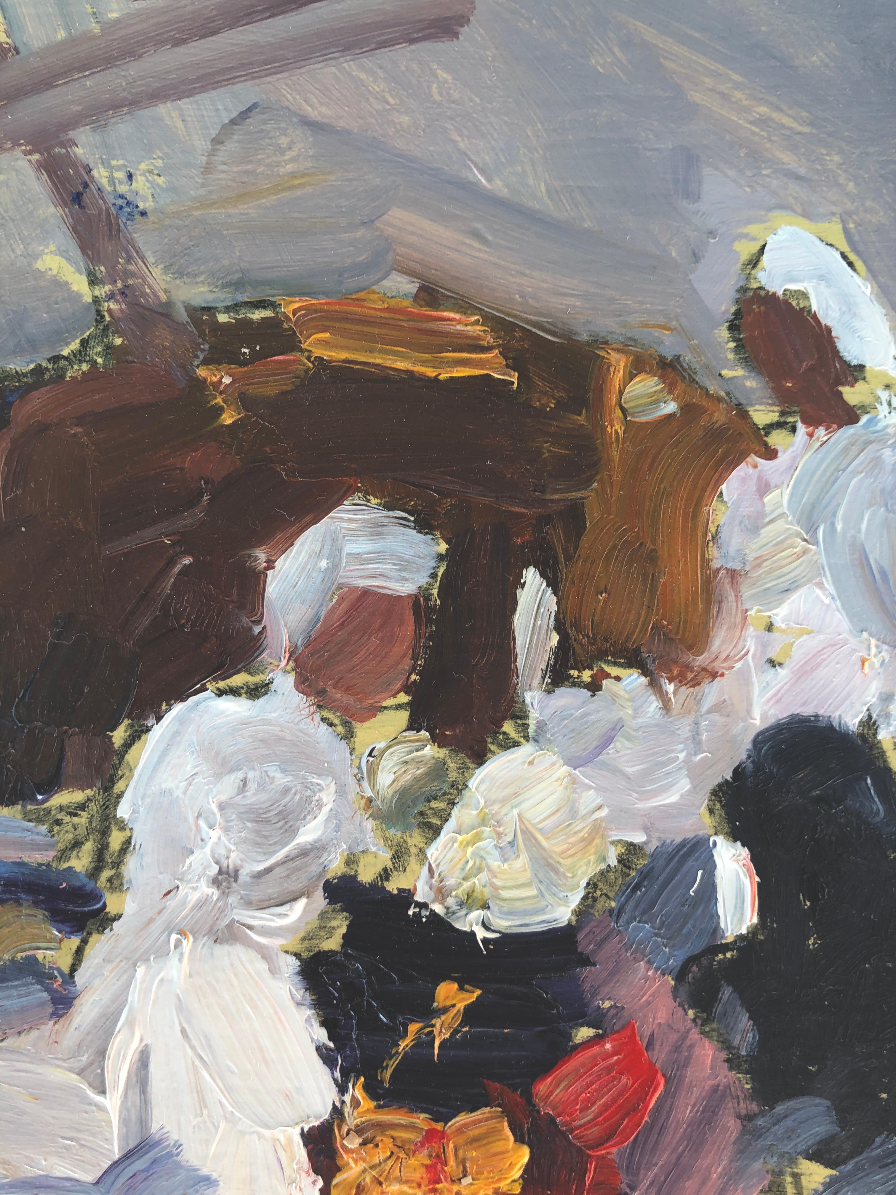 The beach huile sur carton peinture impressionniste paysage marin 2