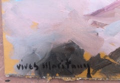 Paisaje costero español óleo sobre cartón pintura impresionista paisaje marino España