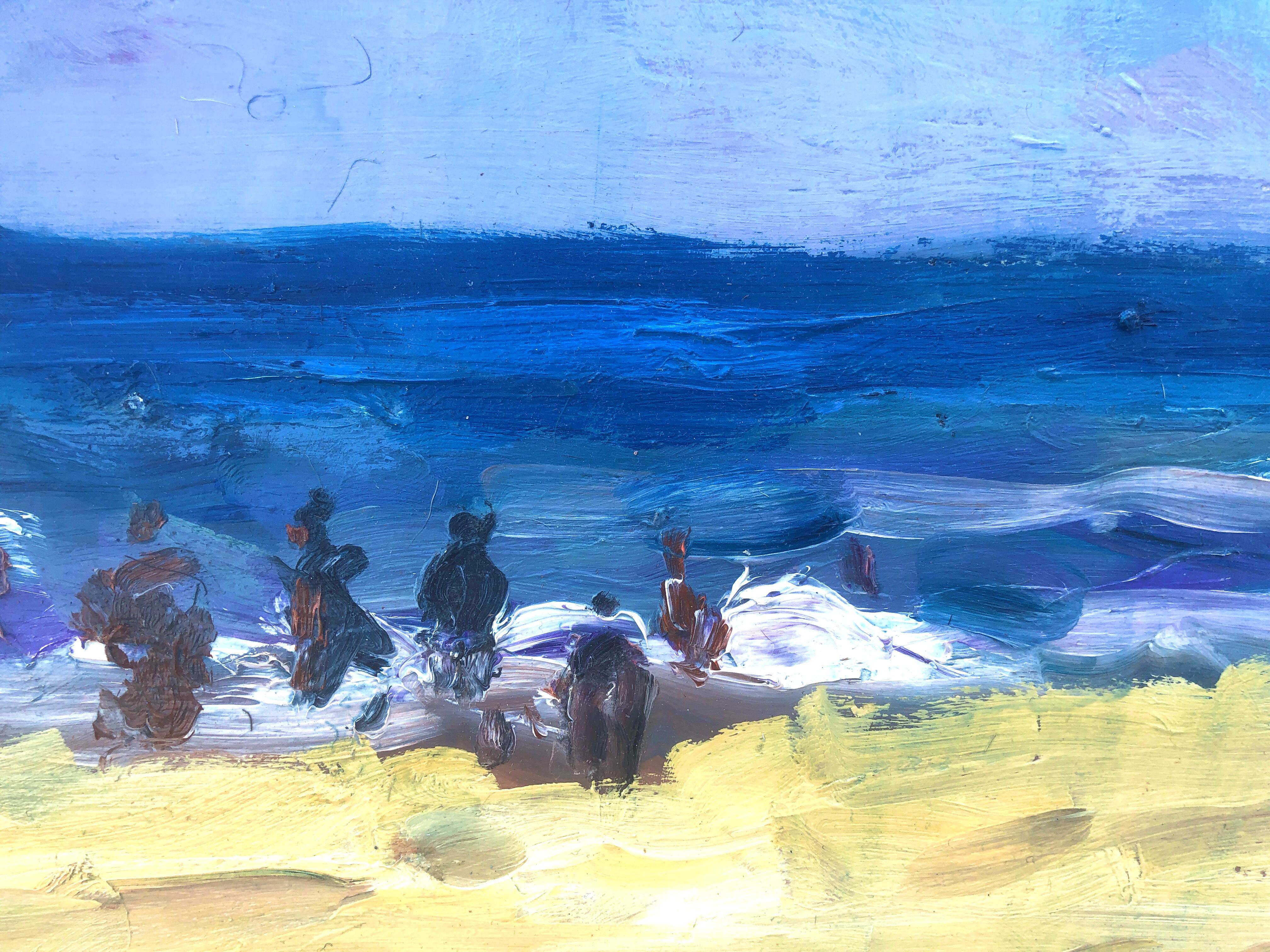 Spiaggia di Valencia olio su tavola pittura impressionismo Spagna paesaggio marino spagnolo 1