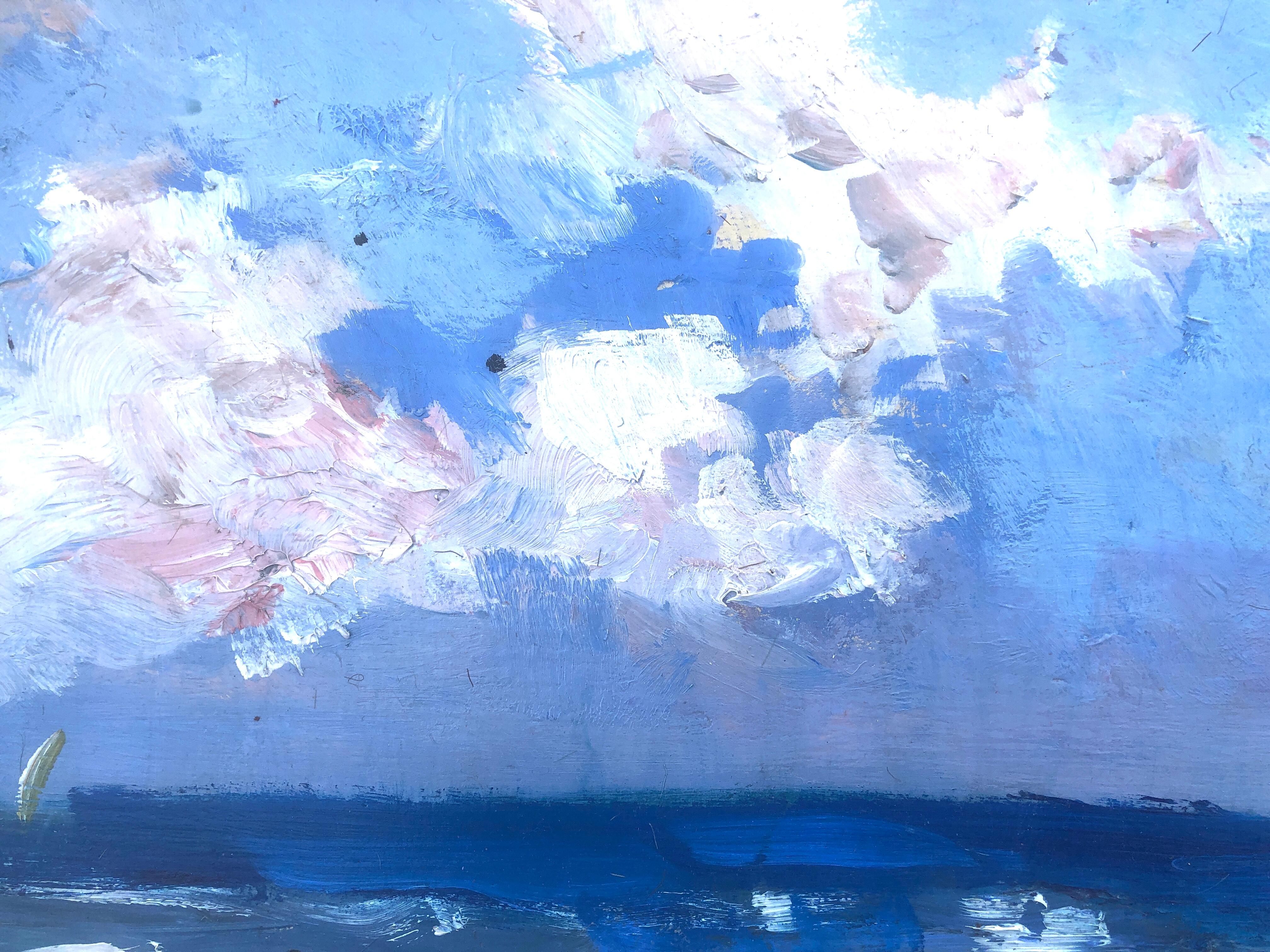 Spiaggia di Valencia olio su tavola pittura impressionismo Spagna paesaggio marino spagnolo 2