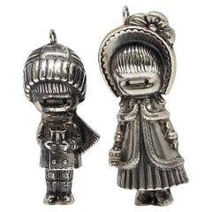 Joan Walsh Anglund Sterling Silver Big Sister Little Brother Ornaments #23985