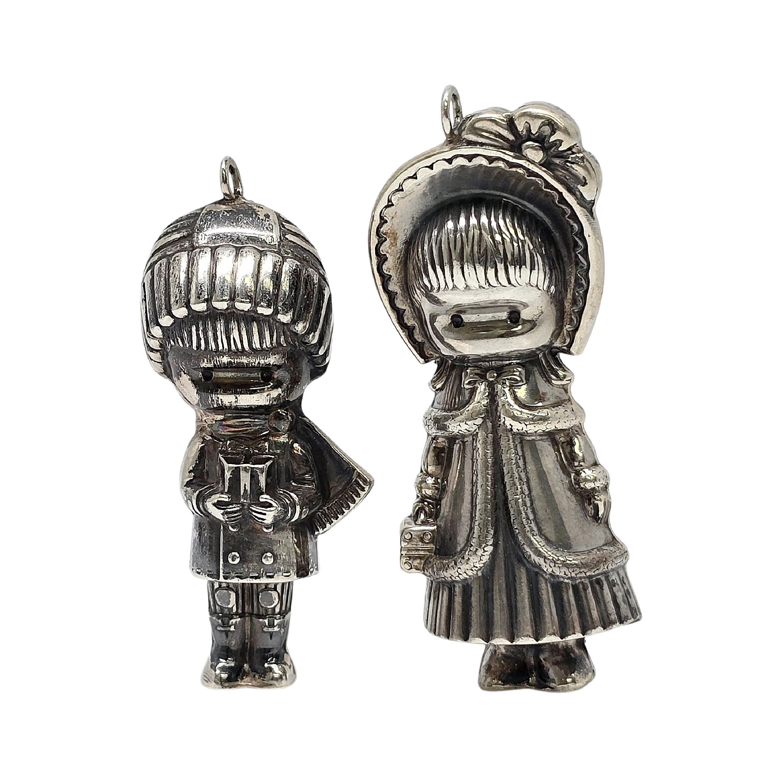 Joan Walsh Anglund Sterling Silver Big Sister Little Brother Ornaments #24299 For Sale