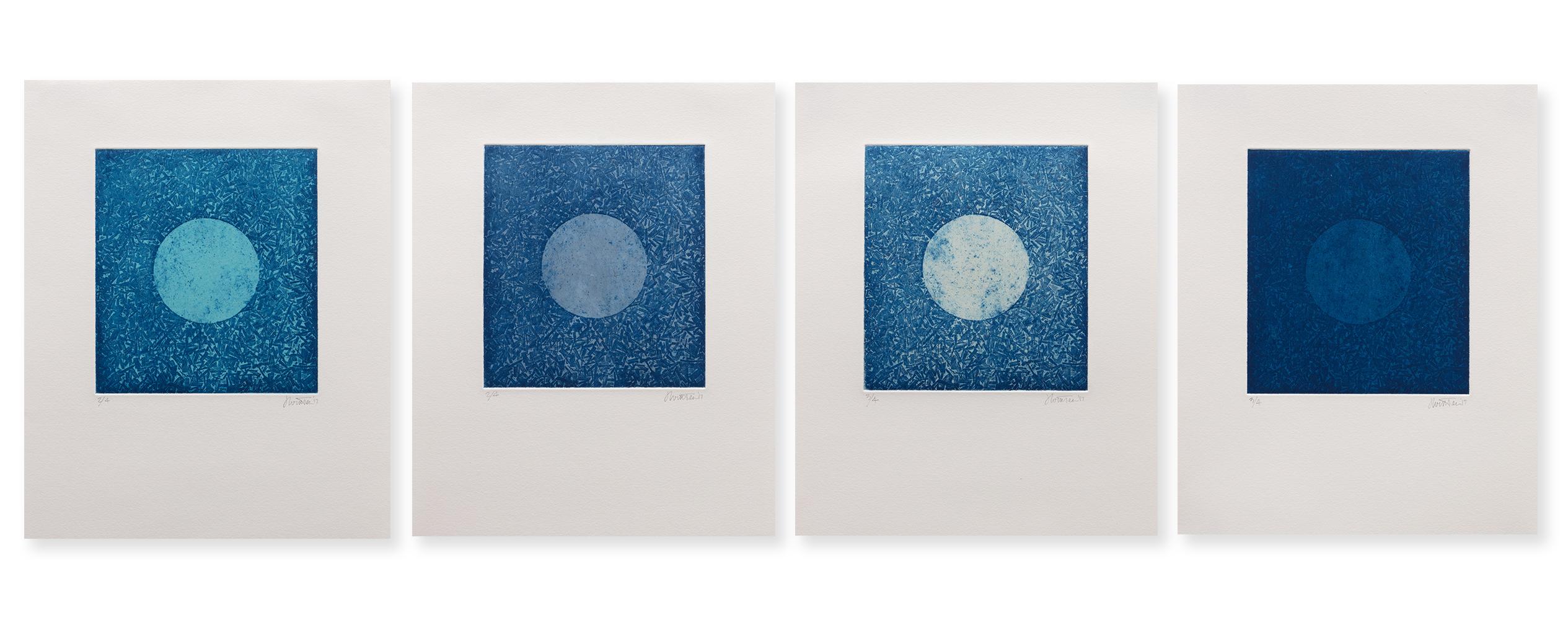Moon Rising 1-4, Set of 4 Framed Prints, Softground Etching, Limited Edition