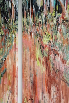 Organic Landscape Diptych, Abstract Oil Painting, 200x300 cm by Joana Santamans