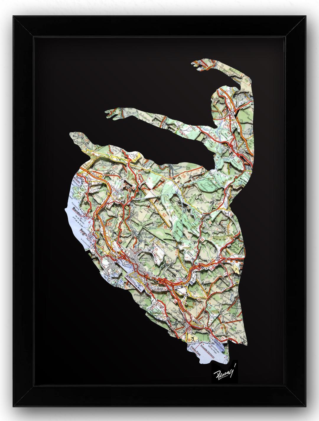 Flamenco, ritagli, mappe, mapart, ballerine, arte della danza