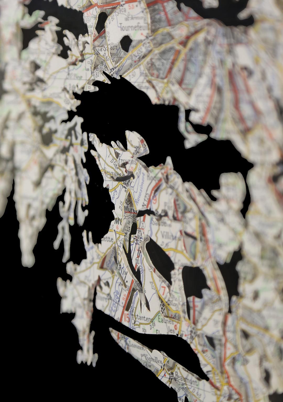 Gorilla, cutouts, maps, mapart, animal art, gorilla mixed media - Contemporary Mixed Media Art by Joanathan Bessaci
