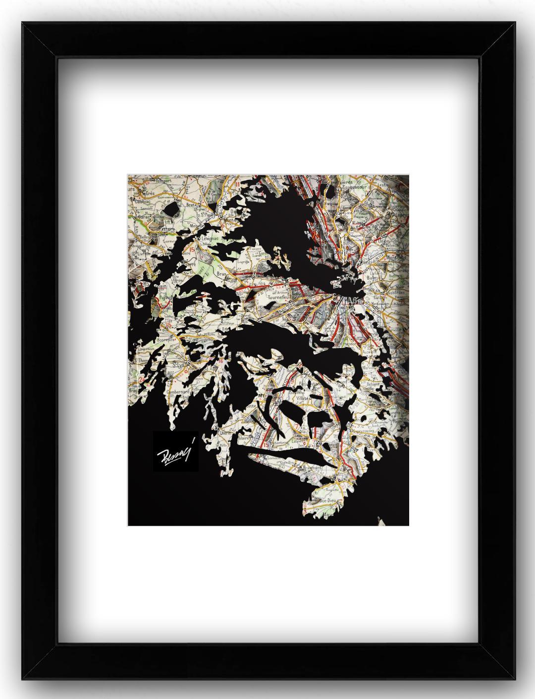 Gorilla, cutouts, maps, mapart, animal art, gorilla mixed media - Mixed Media Art by Joanathan Bessaci