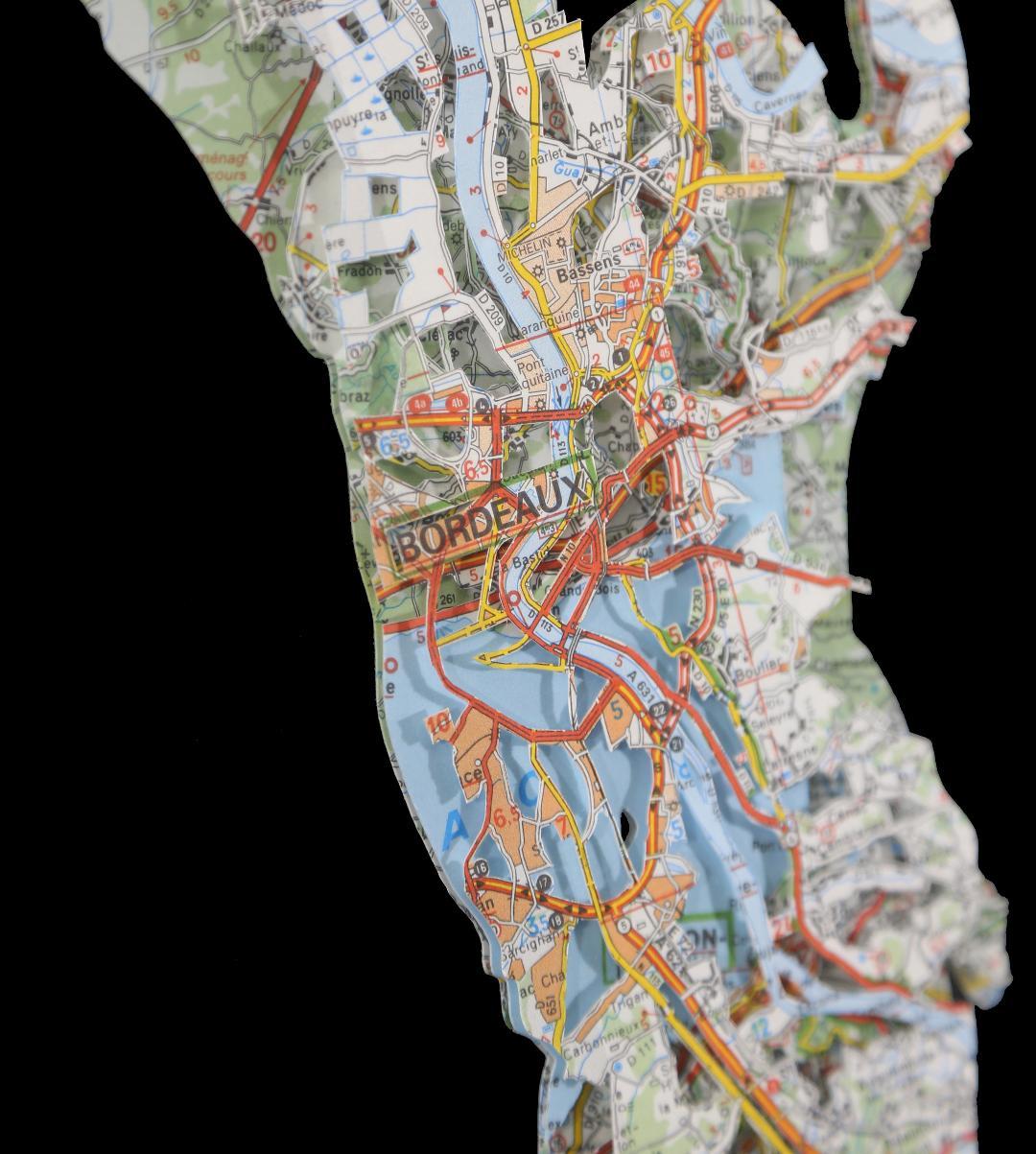 Jones 11, ritagli, mappe, sport basket - Mixed Media Art Contemporaneo di Joanathan Bessaci