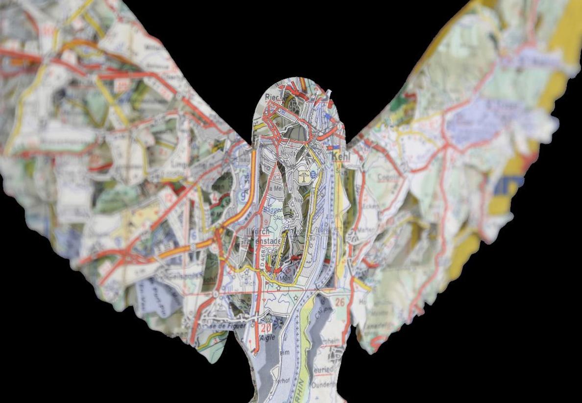 image embedded in layered glass.  Created with cutouts, maps

Map art, maps, cutouts, cutout art, paper art, birdlovers, birdart 

Title : love bird 
Size :12x16
Date :2018 
Paris 