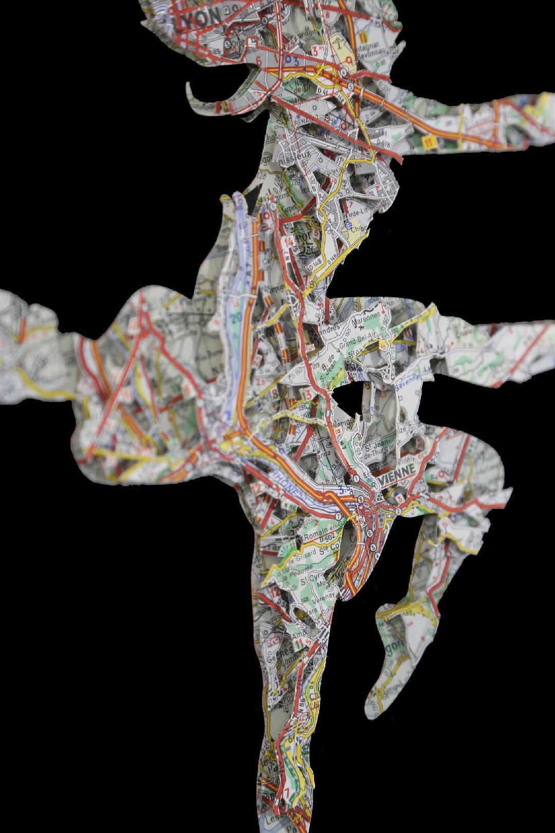 The Catch, Ausschnitte, Karten, Tänzer, Silhouetten von Figuren (Zeitgenössisch), Mixed Media Art, von Joanathan Bessaci