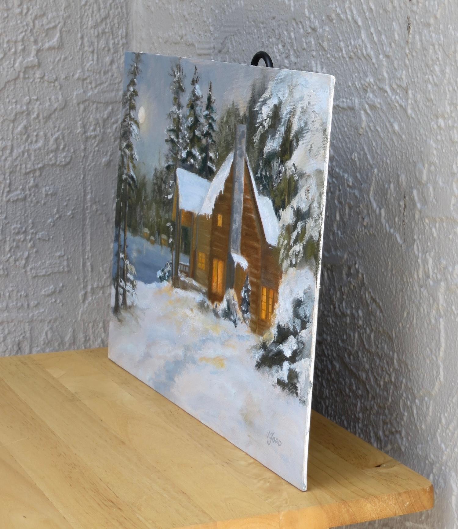End of a Snowy Day, Oil Painting - Impressionist Art by Joanie Ford