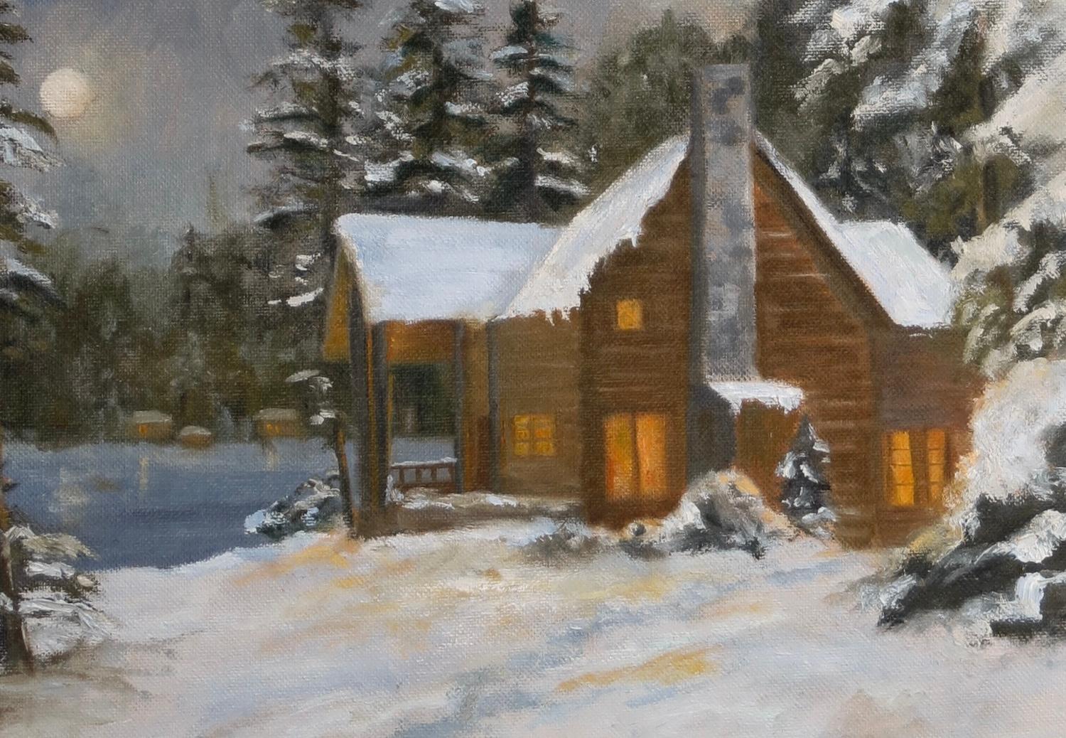 End of a Snowy Day, Oil Painting For Sale 1