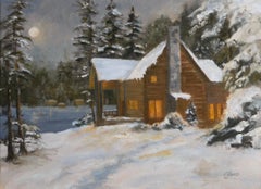 End of a Snowy Day, Oil Painting