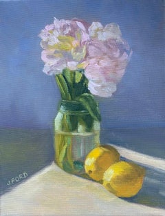 Vintage Flowers and Lemons, Oil Painting