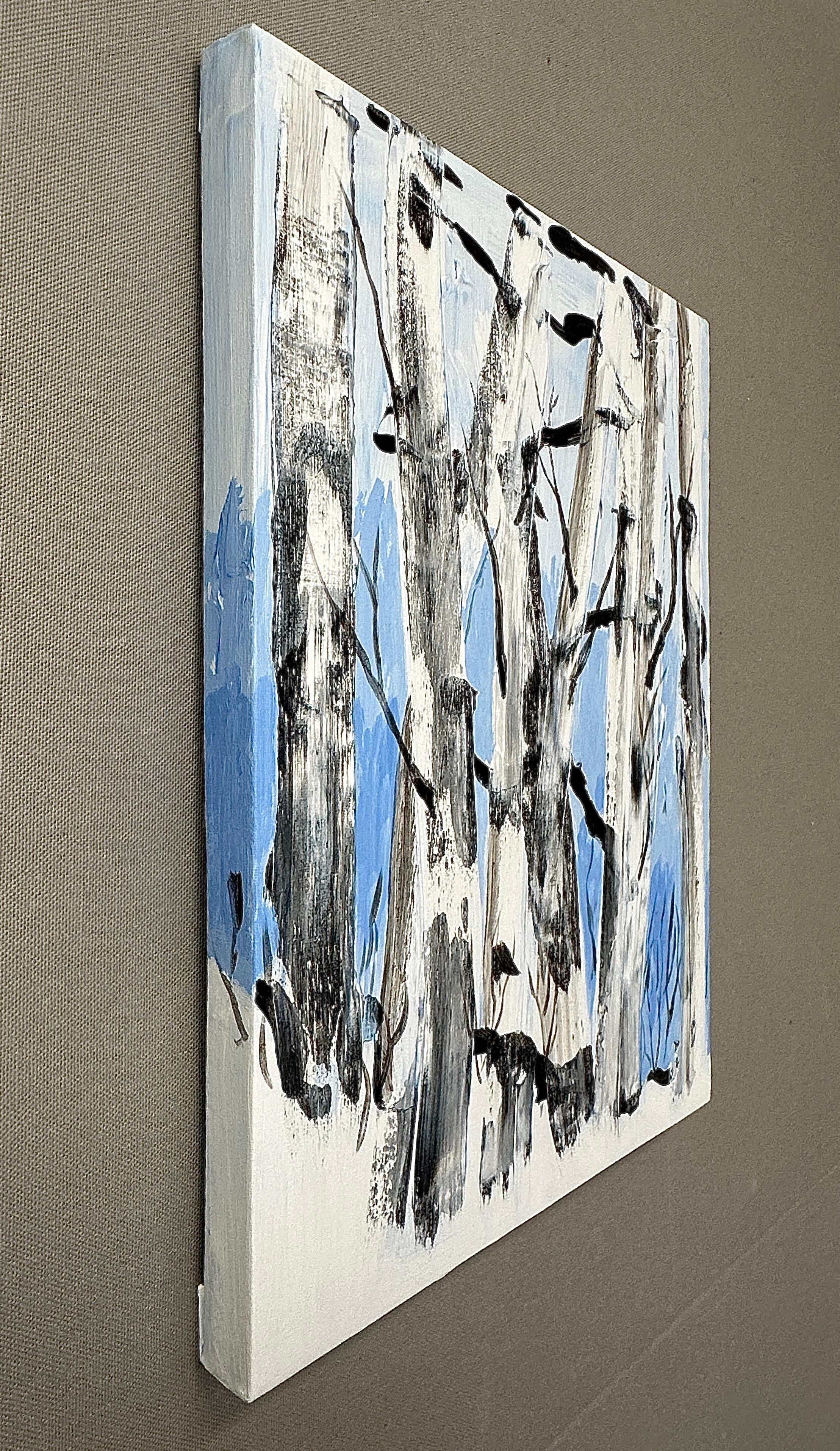 Árboles en la nieve, Pintura original - Art Contemporáneo de JoAnn Golenia